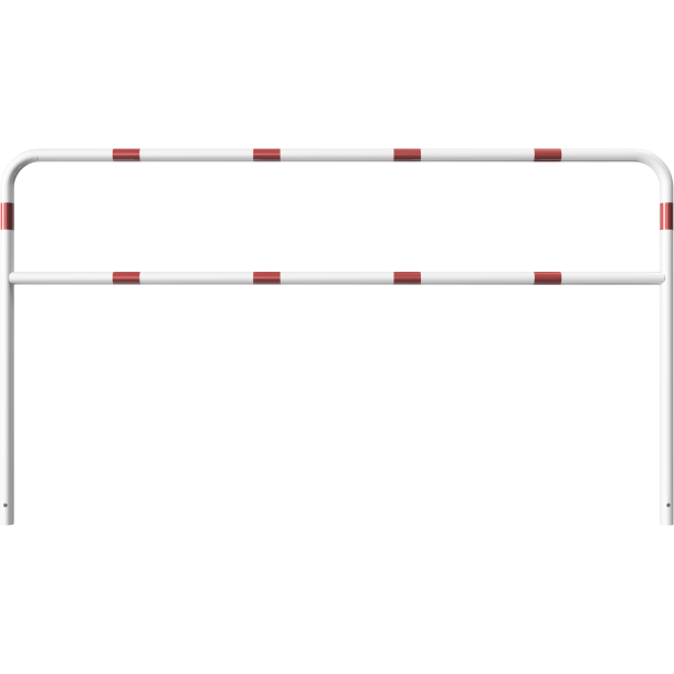 Hoop of steel tube |  48 x 2,5 mm | with cross bar | for casting in concrete | total width 2500 mm | total height 1400 mm | hot-dip galvanized and white coatedwith red reflecting stripes